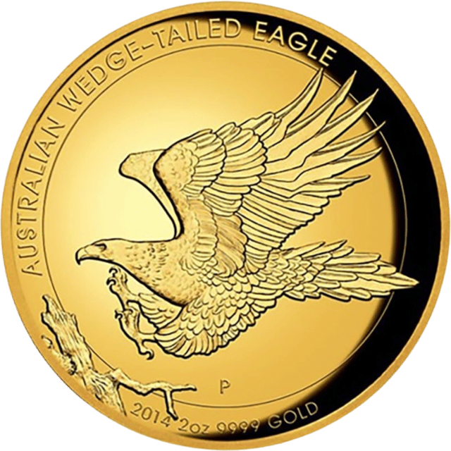 Wedge-Tailed Eagle 2014, 2 onzas de oro, lado del motivo