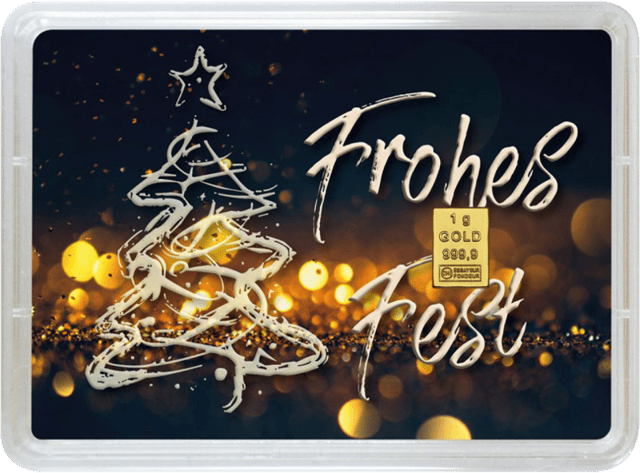 Lingote de oro 1g "Felices fiestas" (Valcambi)