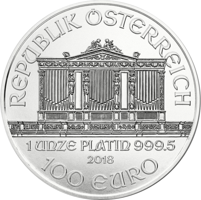 Seite mit REPUBLIK ÖSTERREICH über der Orgel, darunter Gewicht, Metall, Jahr und Nennwert