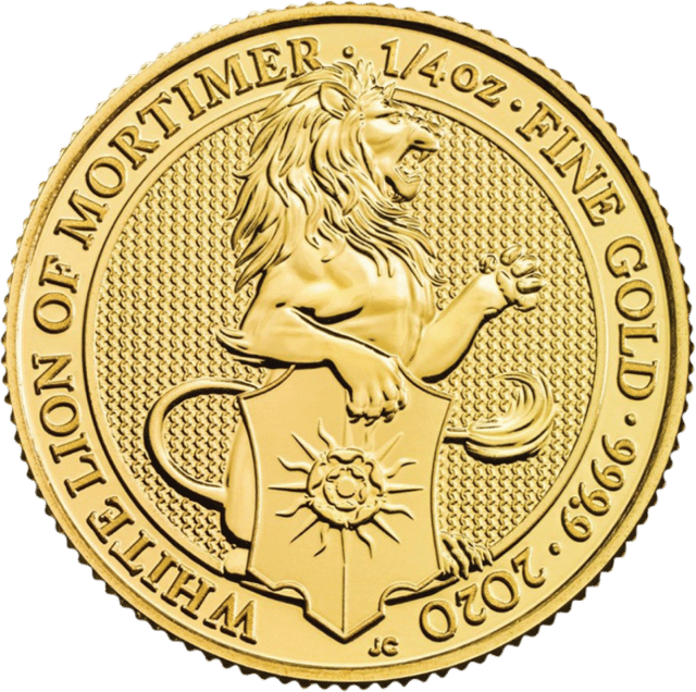 Queen’s Beasts 2020, 1/4 troy ounce goud, beeldzijde