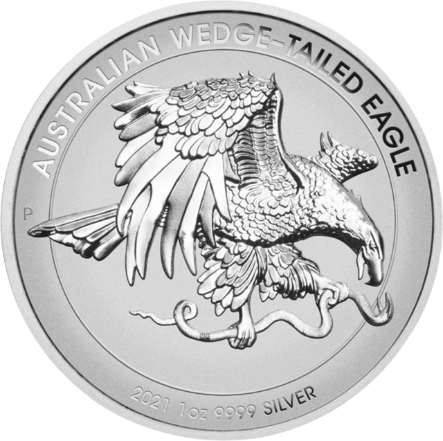 Wedge-Tailed Eagle 2021, 1 troy ounce zilver, beeldzijde