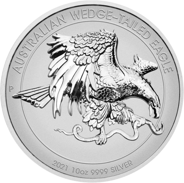 Wedge-Tailed Eagle 2021, 10 onzas de plata, lado del motivo