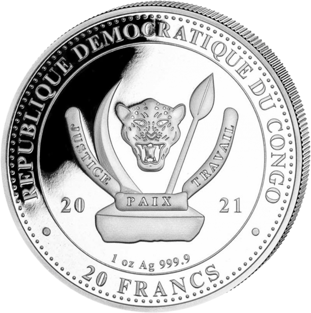 World’s Wildlife 2021, 1 troy ounce zilver, keerzijde