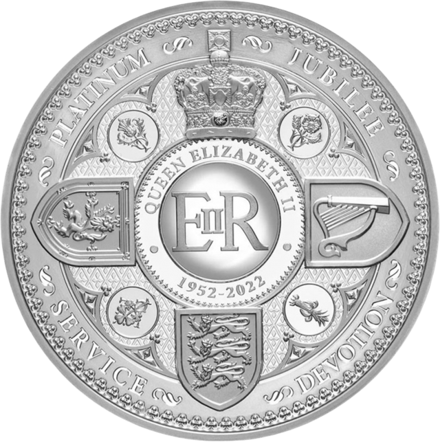 Elisabeth II. 2022, 5 Unzen Silber, Bildseite