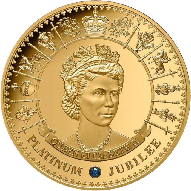 Isabel II 2022, 1 onza de oro, lado del motivo