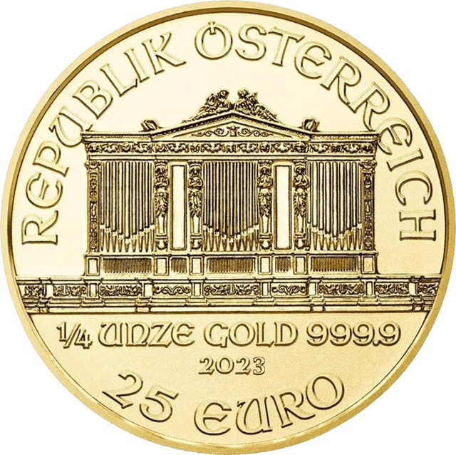 Lado con REPUBLIK ÖSTERREICH sobre el órgano y, debajo, el peso, el metal, el año y el valor nominal