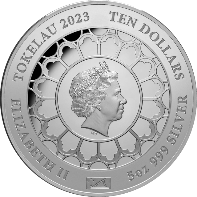 Elisabeth II. 2023, 5 Unzen Silber, Wertseite