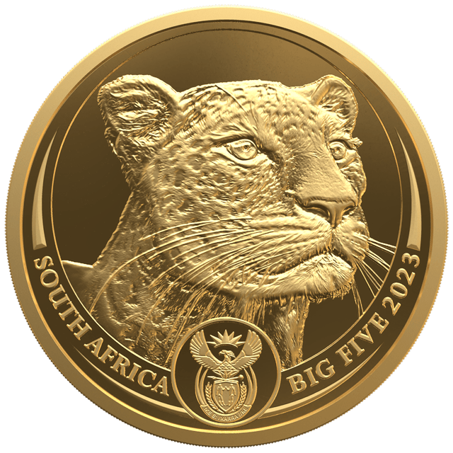 Big Five Leopard 2023, 1 onza de oro, lado del motivo