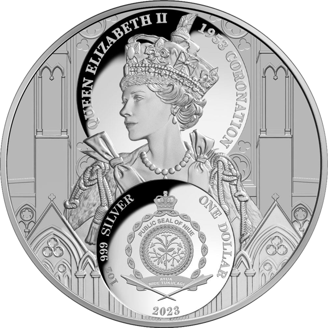 Charles III. 2023, 1 Unze Silber, Wertseite
