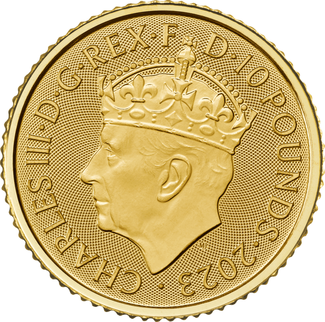 Krönung Charles III. 2023, 1/10 Unze Gold, Wertseite