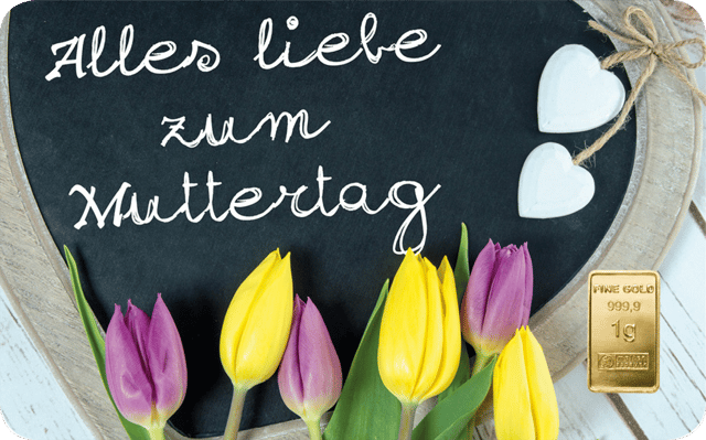 Lingote de oro 1g Heimerle und Meule Feliz Día de la Madre FineCard