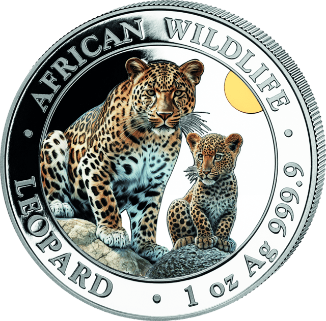 African Wildlife Leopard 2024, 1 troy ounce zilver, beeldzijde