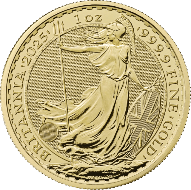 Rückseite mit Britannia, Dreizack, Schild und Ölzweig, darum BRITANNIA, Jahr, Gewicht und Feinheit