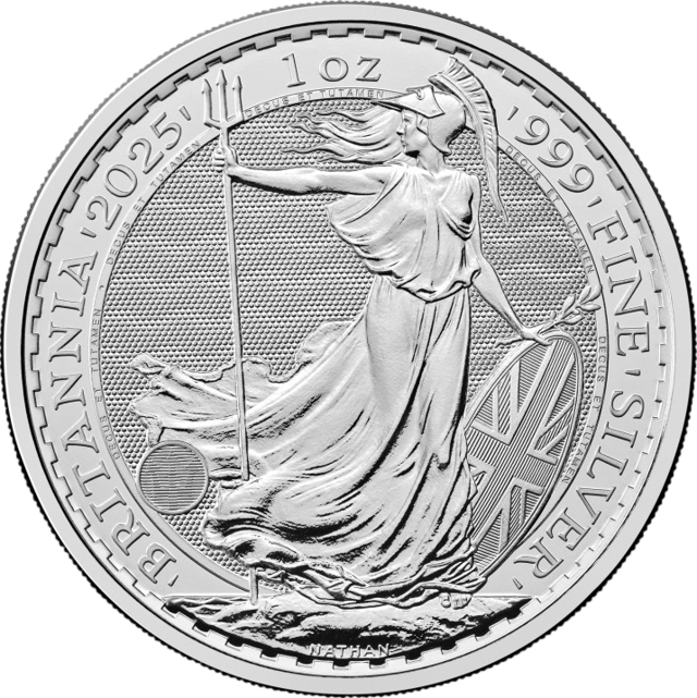 Reverse with Britannia, trident, shield and olive branch, surrounded by BRITANNIA, the year, the weight and the fineness