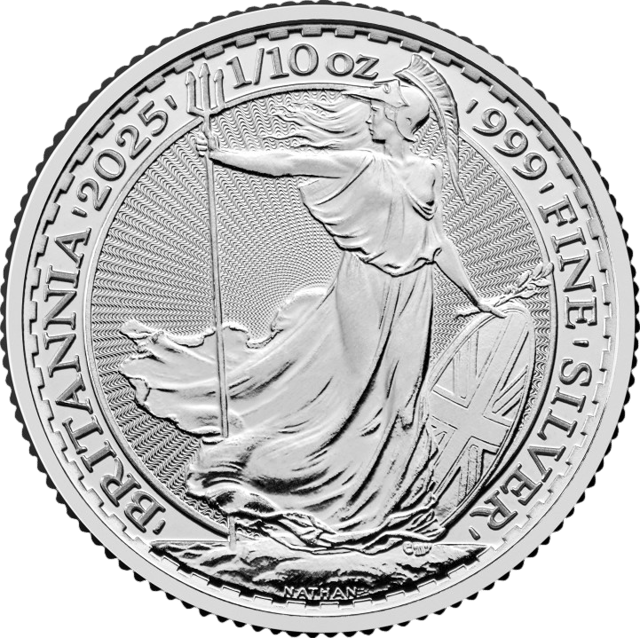 Reverse with Britannia, trident, shield and olive branch, surrounded by BRITANNIA, the year, the weight and the fineness