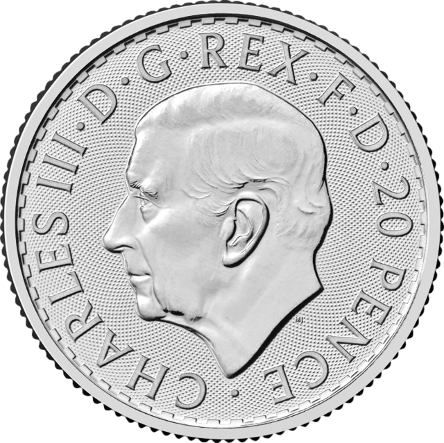Obverse with the portrait of King Charles III and the face value