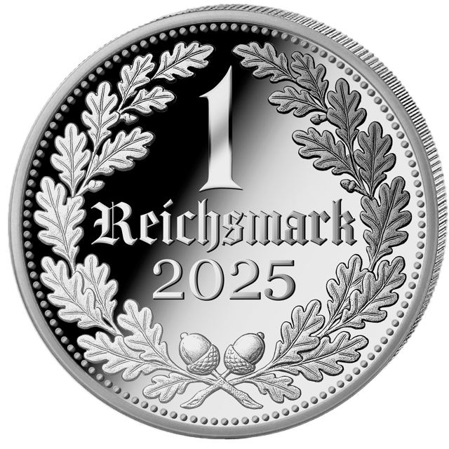 Set Reichsmark en 1 mark, de medaille van twee ounce, voorzijde
