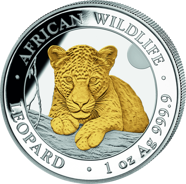 African Wildlife Leopard 2025, 1 troy ounce zilver, beeldzijde