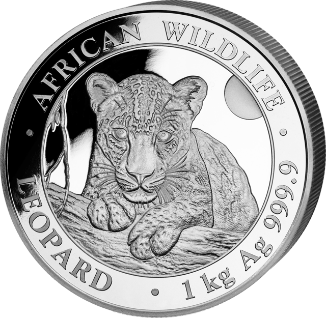 African Wildlife Leopard 2025, 1 kg Silber, Bildseite