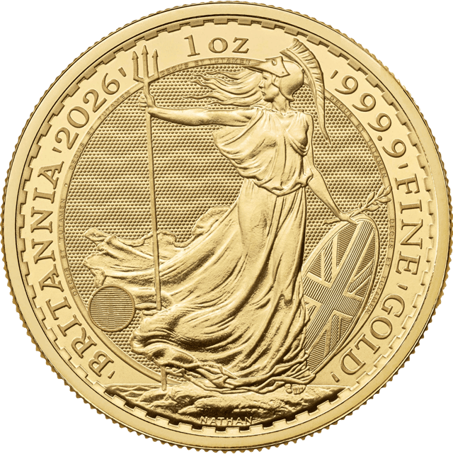 Reverse with Britannia, trident, shield and olive branch, surrounded by BRITANNIA, the year, the weight and the fineness