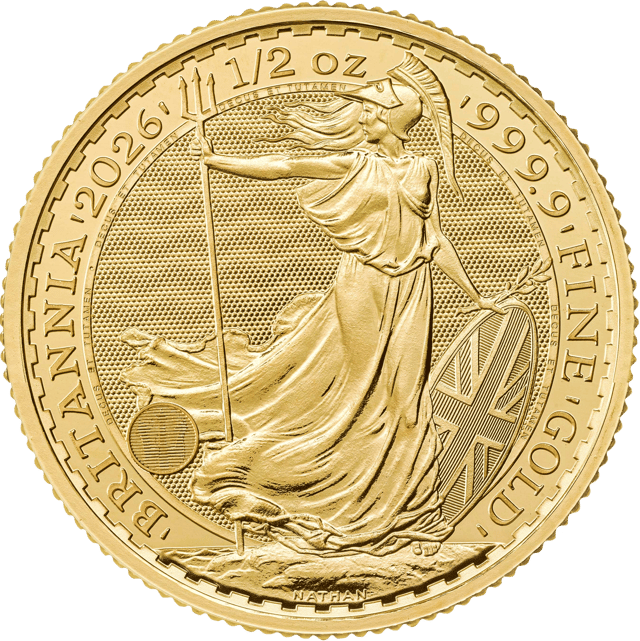 Reverse with Britannia, trident, shield and olive branch, surrounded by BRITANNIA, the year, the weight and the fineness