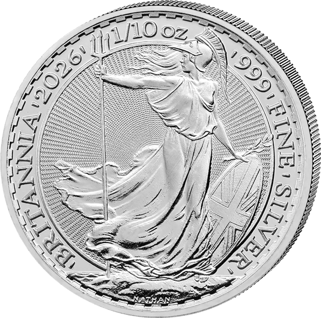 Reverse with Britannia, trident, shield and olive branch, surrounded by BRITANNIA, the year, the weight and the fineness