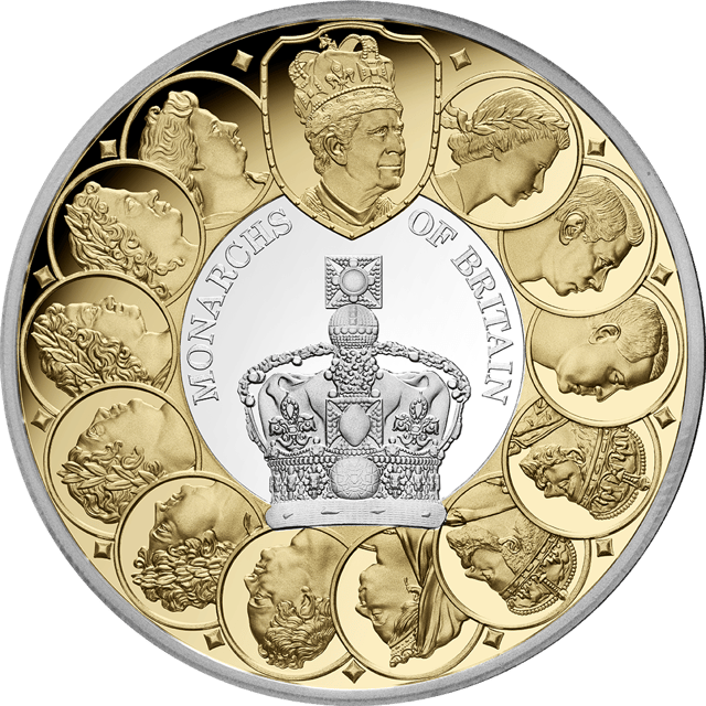 Britische Monarchen 2025, 1 Unze Silber, Bildseite