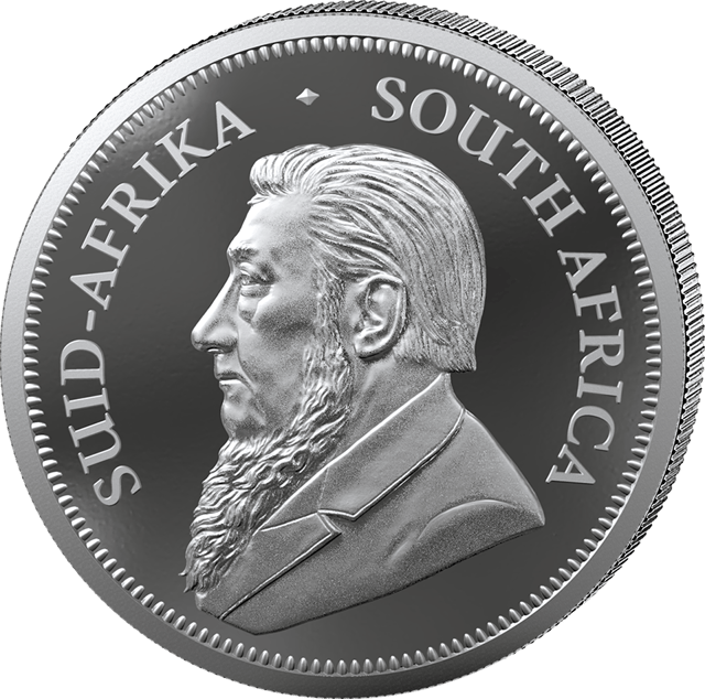 Krugerrand 1 ounce silver 2025 with Privy Mark, portrait side