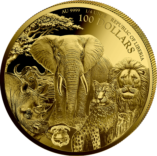 African Animals Leopard 2025, 1/4 Unze Gold, Wertseite