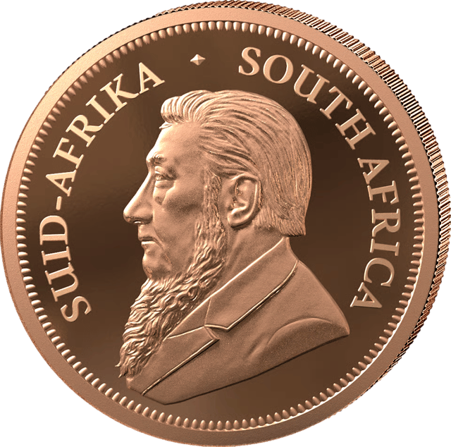Set of 5 gold Krugerrands 2026 with Privy Mark, portrait side of a coin from the set