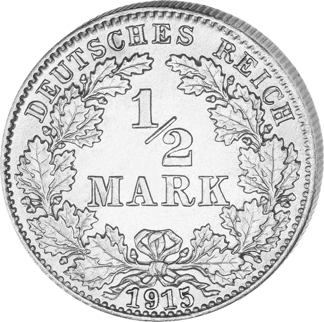1/2 mark, waardezijde in een eikenkrans