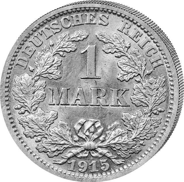 1 mark, waardezijde in een eikenkrans