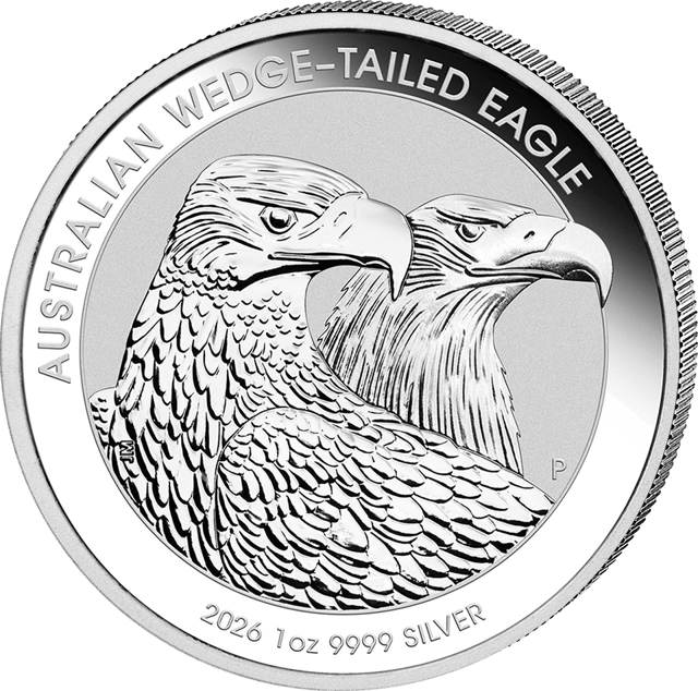 Wedge-Tailed Eagle 2026, 1 onza de plata, lado del motivo