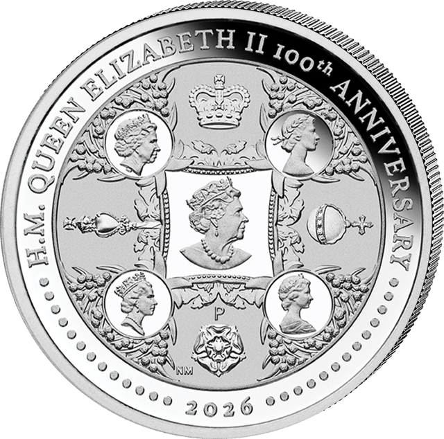 Elisabeth II. 2026, 1 Unze Silber, Bildseite