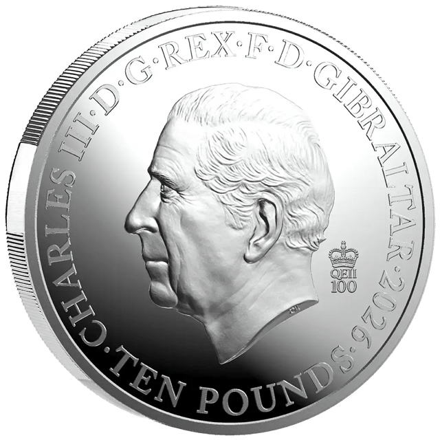 Elisabeth II. 2026, 5 Unzen Silber, Wertseite