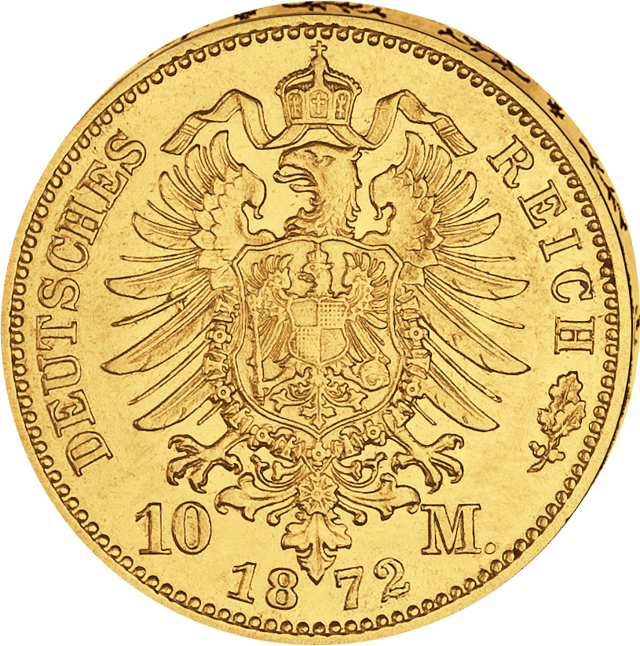 10 marcos, reverso con el águila imperial y el valor