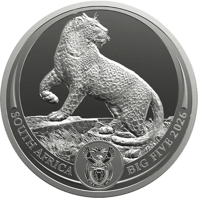 Big Five Leopard 2026, 1 kg zilver, motiefzijde