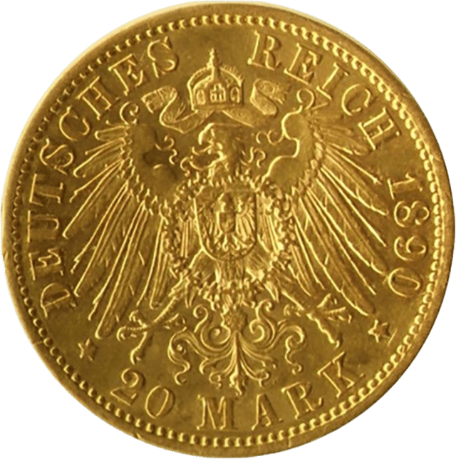 20 marcos, reverso con el águila imperial y el valor
