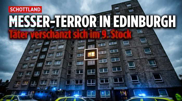 Messerterror in Edinburgh: Angreifer verschanzt sich grinsend im neunten Stock