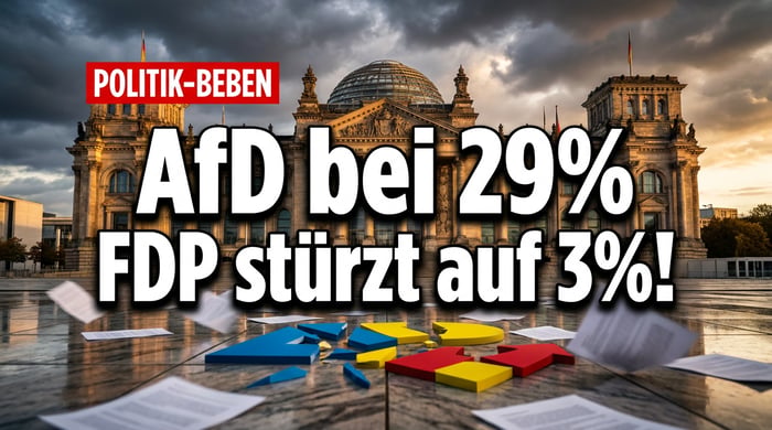 Politisches Erdbeben in Zeitlupe: AfD thront bei 29 Prozent, die FDP versinkt in der Bedeutungslosigkeit