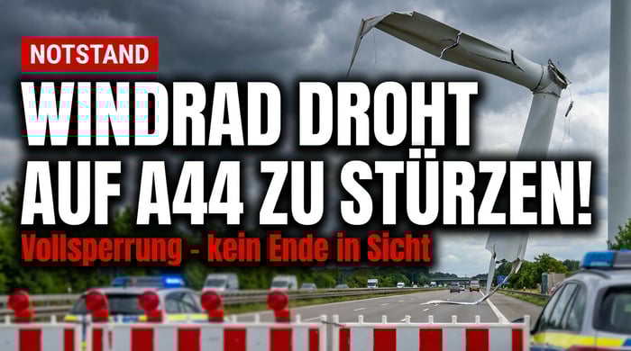 Windrad-Havarie legt A44 in NRW lahm: Droht der Flügel auf die Autobahn zu stürzen?