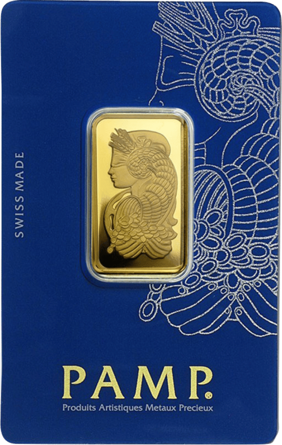 Goldbarren 10 g · in der Karte, Vorderseite
