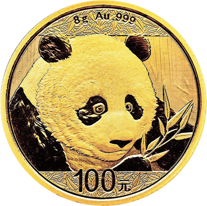Ejemplo, una moneda de 2018, cara con el panda, imagen