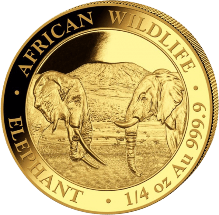 Somalia Elephant, 1/4 ounce Gold, design side, image