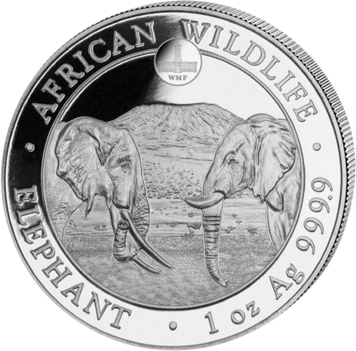 Somalia Elephant, 1 ounce Silver, design side, image