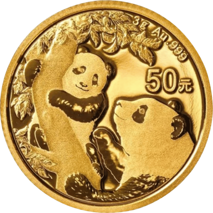 China Panda, 3 g Gold, Seite mit dem Panda, Abbildung