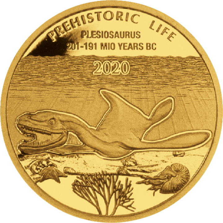 Plesiosaurio en 0,5 g de oro, reverso, imagen
