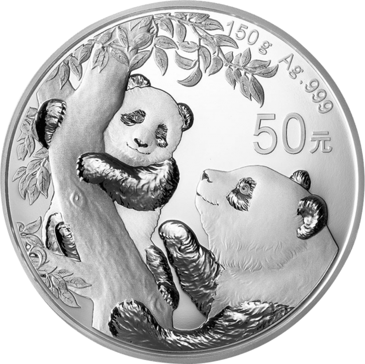China Panda, 150 g Plata, cara con el panda, imagen
