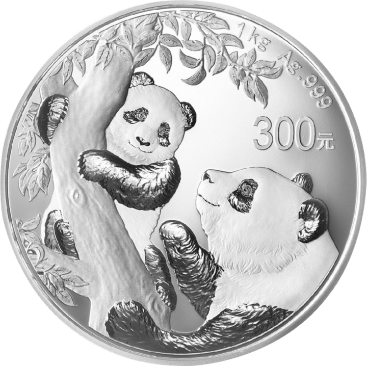 China Panda, 1 kg Silber, Seite mit dem Panda, Abbildung