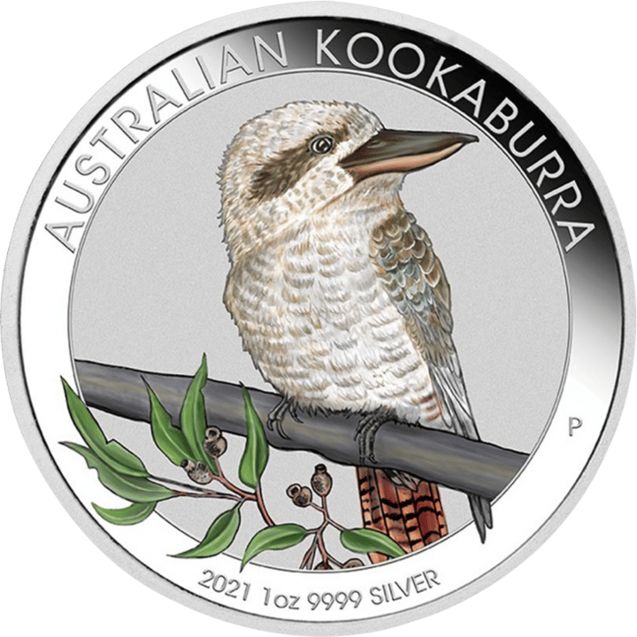 Kookaburra 2021, 1 ounce silver, side with the kookaburra, image
